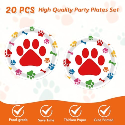 Dog Birthday Party Supplies Set of 20 with 41 Pcs Tableware