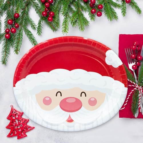 YY Christmas Party Oval Paper Plates Set of 50 12in
