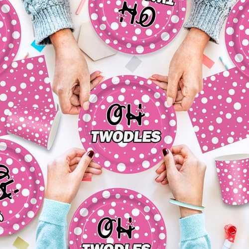 Oh Twodles 168pcs Pink Cartoon Party Supplies Set