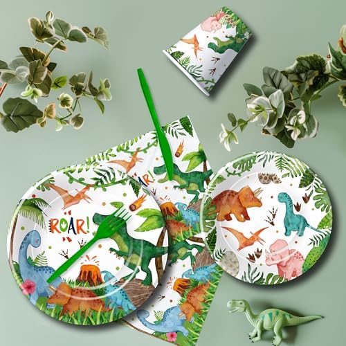 Dinosaur Birthday Decorations Tableware Set 24 Guests