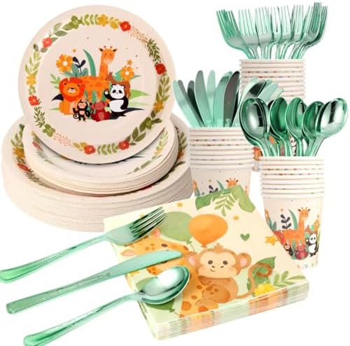 Zyzyphor Jungle Party Plate Set 175 PCS 25 Guests
