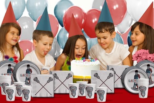 Lacrosse Themed Birthday Plates Napkins Cups Set for 16