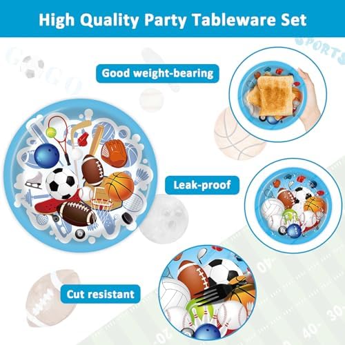96 Pcs Sports Themed Birthday Party Supplies Plates Napkins