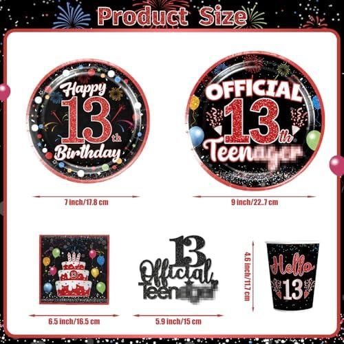 160pcs Birthday Plates Napkins Set for 13th Boy Party