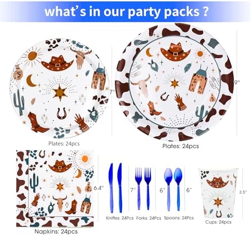 Western Cowboy Party Decorations Tableware Set for 24