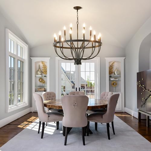 Black Farmhouse Chandelier 32 Inch 18 Light Modern Industrial Design