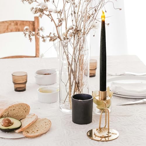 FURORA LIGHTING Black Glittery LED Taper Candles Pack of 2