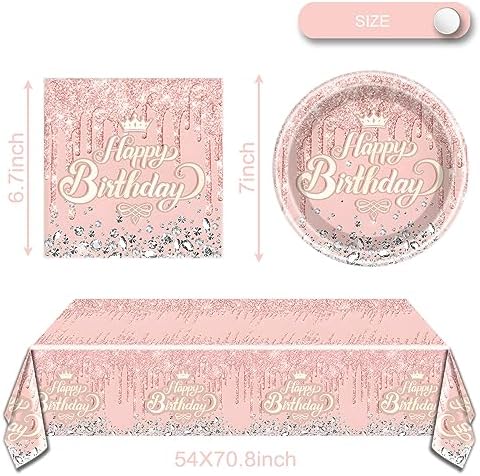 Pink Rose Gold Glitter Diamond Party Plate Set