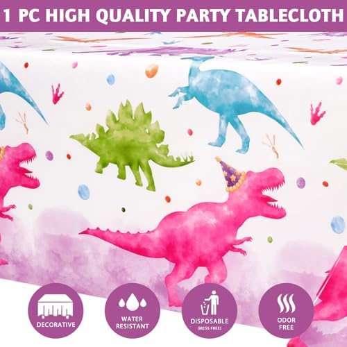 WERNNSAI Pink Dinosaur 3rd Birthday Party Plates Set