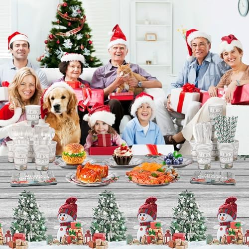 195PCS Silver Christmas Party Supplies Tableware Set for 24 Guests
