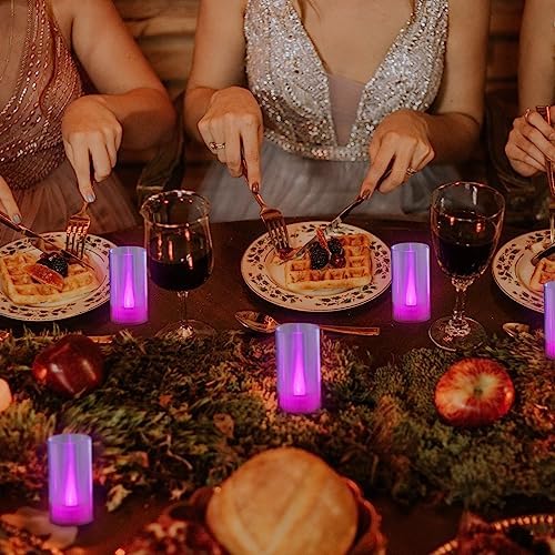 LANKER Flameless Candles LED Pillar Set of 12 Pink
