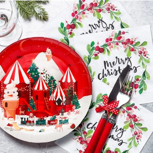 GOGUOGOFA 50Pcs Christmas Tree Paper Plates