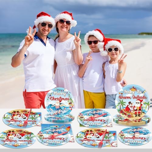 96PCS Summer Christmas Party Decor Plates Napkins Set