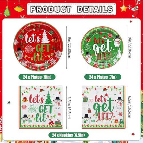 181Pcs Lets Get Lit Christmas Party Tableware Set