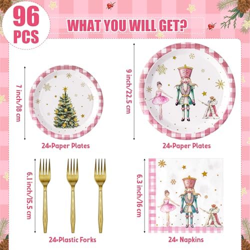 96Pcs Christmas Nutcracker Party Plate Set - 24 Guest Serving