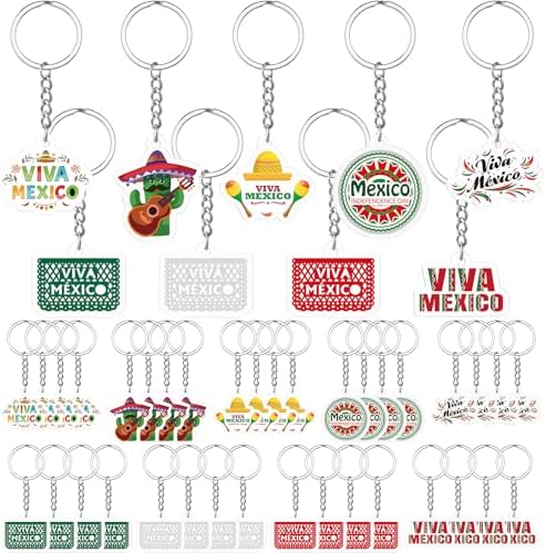 36 Pcs Viva Mexico Keychain Acrylic Bulk Set 9 Styles