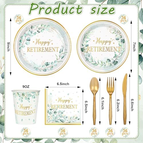 Yungyan 252 Pcs Sage Green Retirement Party Tableware Set