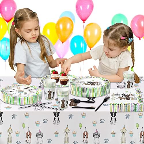 Xigejob Dog Birthday Party Plates and Napkins Set