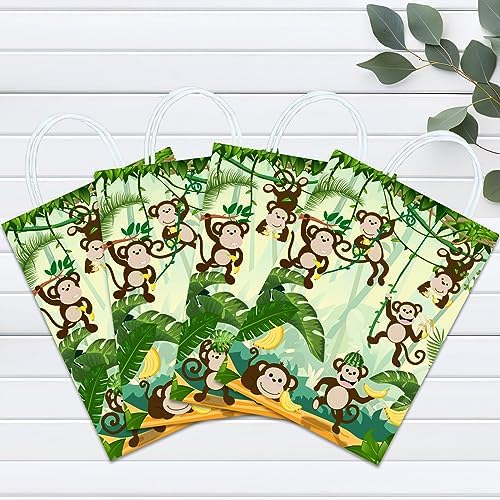 Tyndallrays 16 Piece Monkey Goodie Bags for Birthday Party Supplies