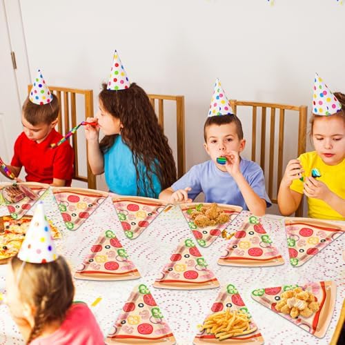 50 Pcs Pizza Shaped Paper Plates Birthday Party Decorations