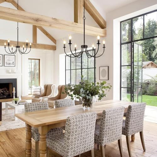 6 Light Farmhouse Chandelier Black Dining Room Light Fixture