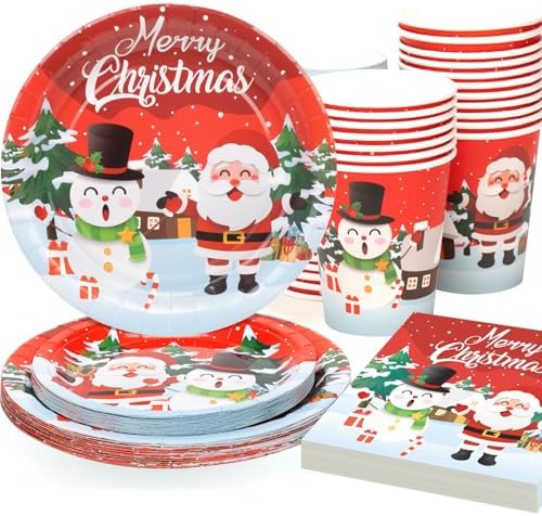 OTTPOOM 100 Piece Christmas Party Tableware Set