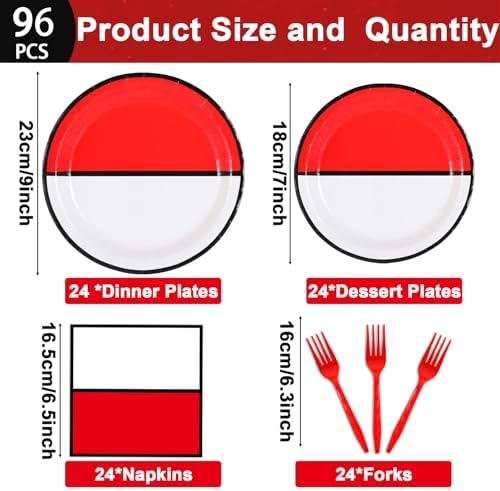 96PCS Cartoon Ball Party Plates Napkins Set