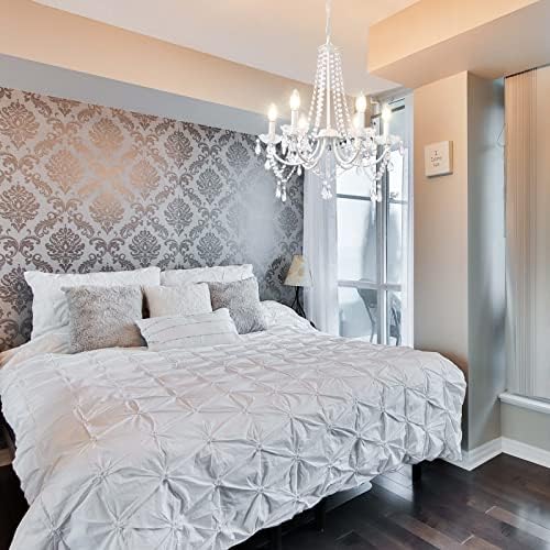 6-Light French Country Crystal Chandelier for Dining Room and Bedroom