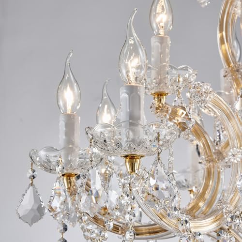 Modern Gold Chandelier Light Fixture with 15 Lights and 2 Layers