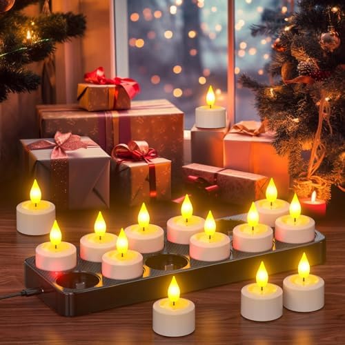 SoulBay USB Rechargeable Flameless Candles with Remote Control Timer 12pcs