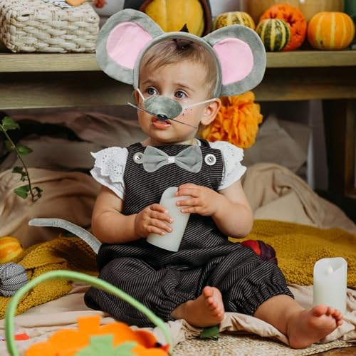 4-Piece Mouse Costume Headband Nose Bow Tie and Tail Set