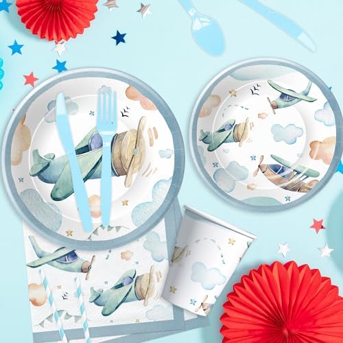Hipvvild Airplane Birthday Party Supplies Set for 24 Guests