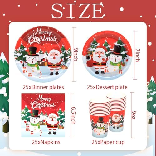 OTTPOOM 100 Piece Christmas Party Tableware Set