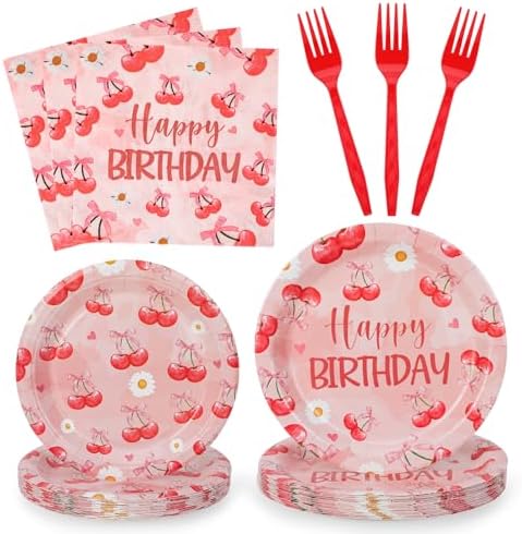 PHOGARY Cherry Themed Party Decorations for 24 Guests