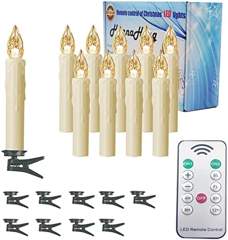 HANNAHONG 10 Pcs LED Flameless Taper Candles with Remote Control