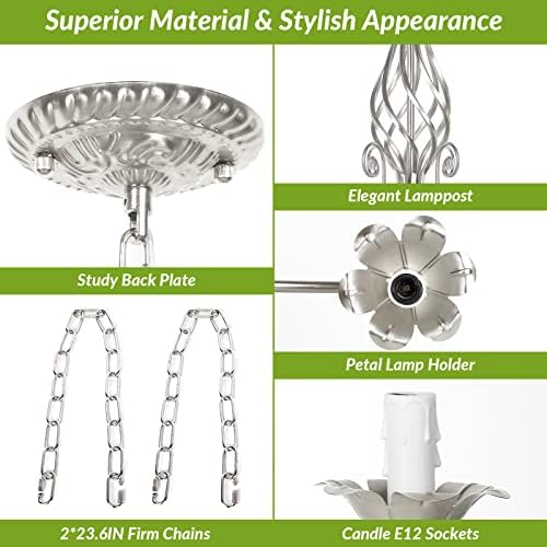 6-Light Farmhouse Candle Chandelier for Living Room Ceiling Light