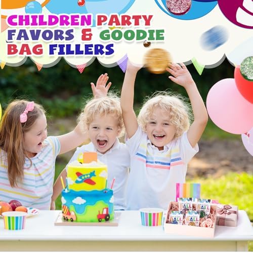 24 Piece Glitter Bouncy Ball Set with Cards for Kids and Cats
