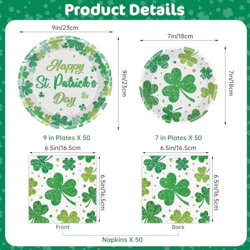 150 Pcs St Patricks Day Plates and Napkins Set