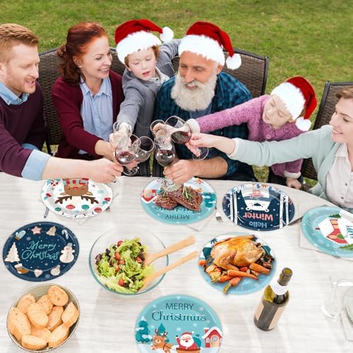 48Pcs Christmas Party Plates with Snowman Design