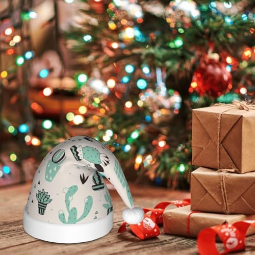Cactus Flower Pot Santa Hat for Kids