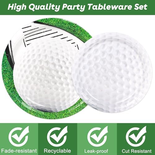 Golf Party Tableware Set 120 Pcs for 24 Guests