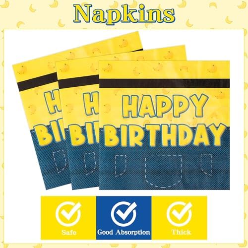 96Pcs Yellow Birthday Themed Party Tableware Set for Kids
