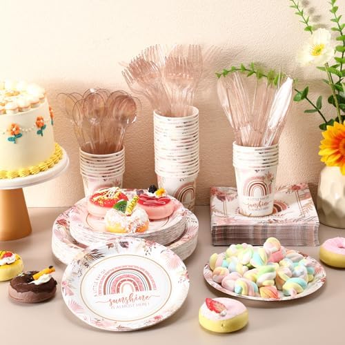 Ziliny 350 Pcs Boho Baby Shower Tableware Set