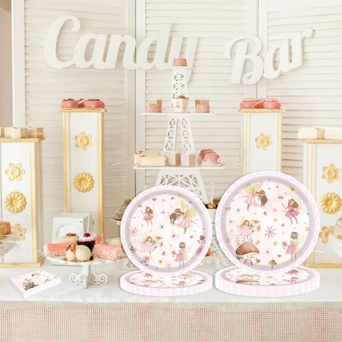 72PCS Fairy Plates and Napkins Birthday Party Supplies