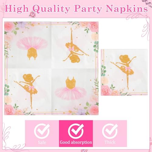 96Pcs Ballerina Party Plates Set for 24 Guests