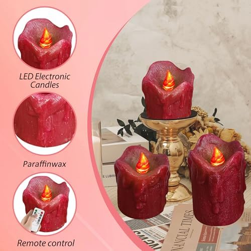 DEVSYWAX Flameless Pillar Candles Set of 3 Real Wax LED