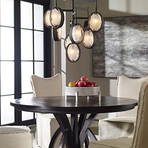 Uttermost Maxin 9-Light Transitional Iron and Glass Chandelier Dark Bronze