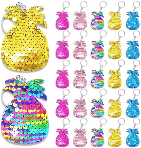 CiciBear 25 Pack Pineapple Sequin Keychains for Party Favors