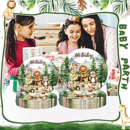 168 Pcs Safari Party Tableware Set for 24 Guests