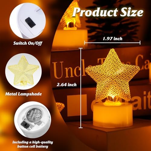 6PCS Star LED Tea Lights Candles for Holiday Decor